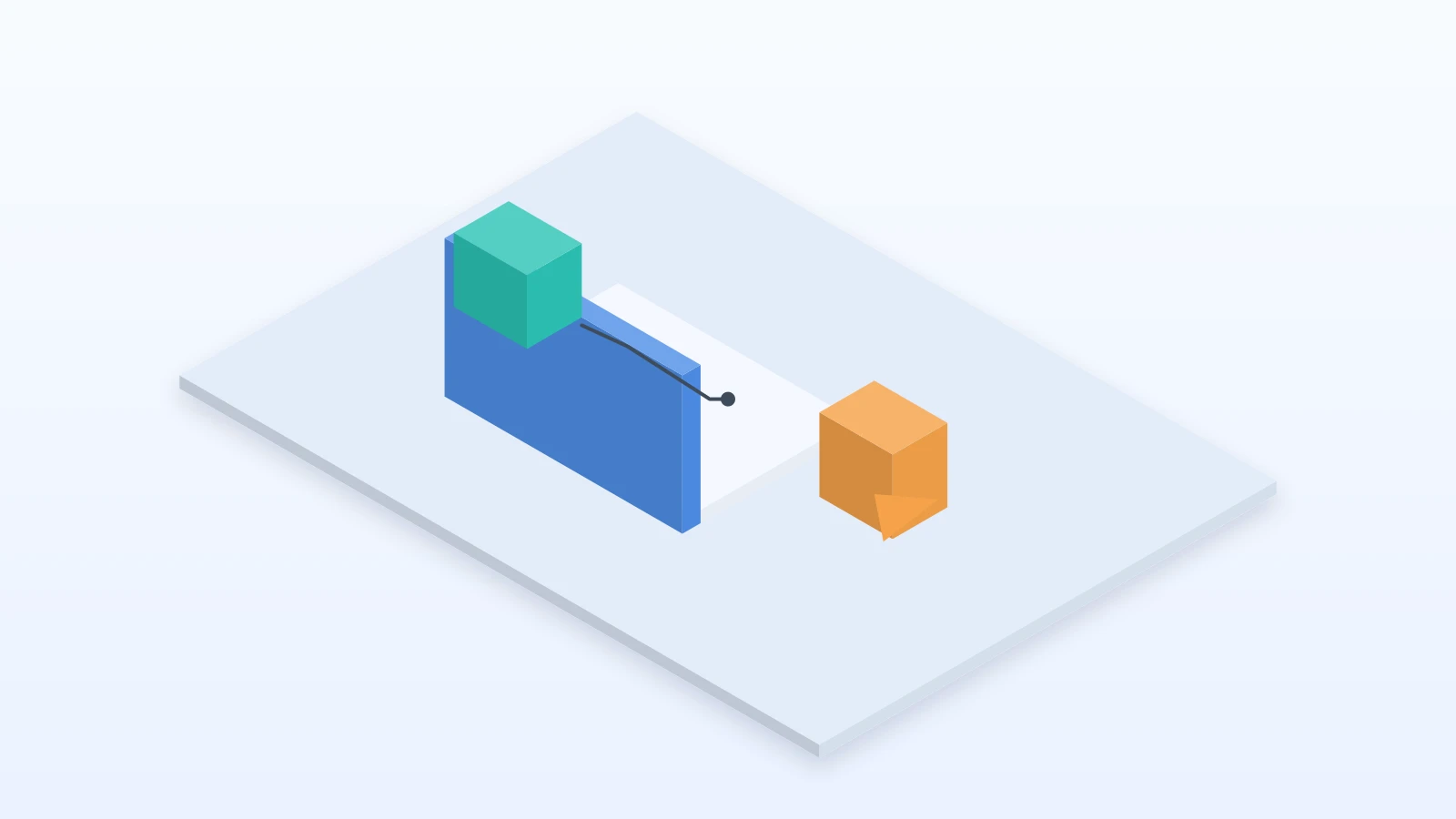 Isometric marketing dashboard with chart and megaphone